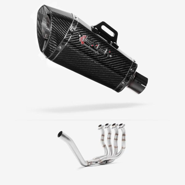 Lextek Stainless Steel XP8C Carbon Fibre Exhaust System 210mm for Yamaha YZF R6 (99-02)