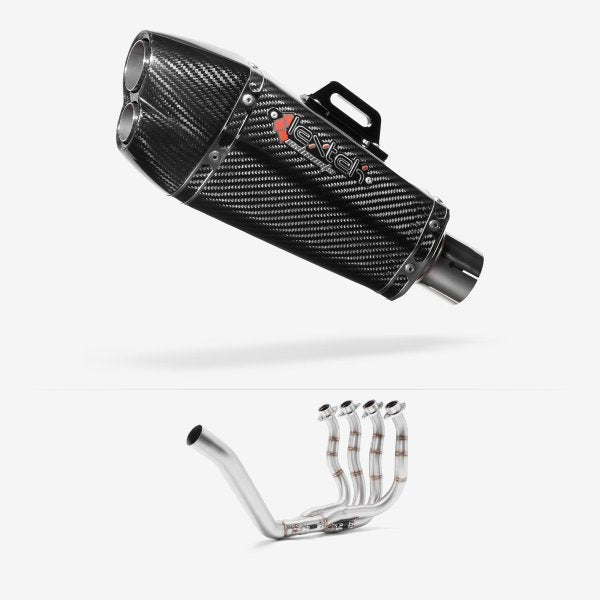 Lextek Stainless Steel XP13C Carbon Fibre Exhaust System 210mm for Yamaha YZF R6 (99-02)