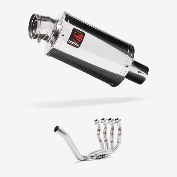 Lextek Stainless Steel OP4 Polished S/Steel Exhaust System 200mm for Yamaha YZF R6 (99-02)