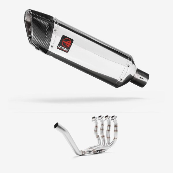 Lextek Stainless Steel SP4 Polished Stainless Steel Exhaust System 300mm for Yamaha YZF R6 (99-02)