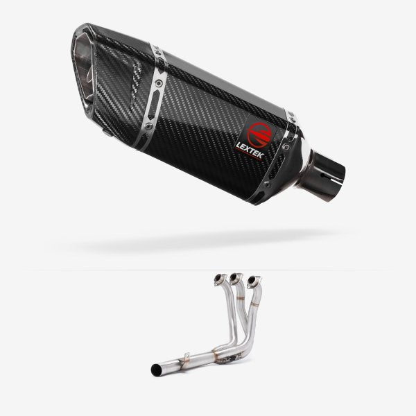 Lextek Stainless Steel SP11C Gloss Carbon Fibre Exhaust System 200mm Low Level