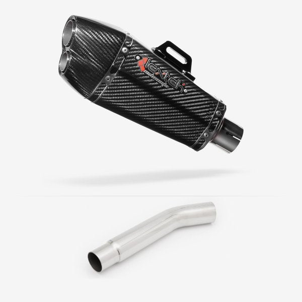 Lextek Stainless Steel XP13C Carbon Fibre Exhaust 210mm with Link Pipe