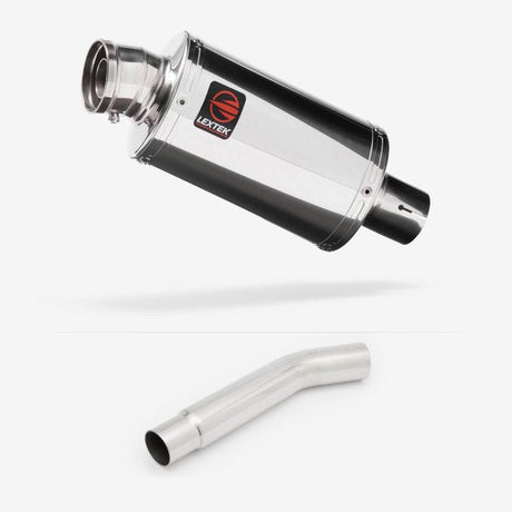 Lextek Polished Stainless Steel OP4 Oval Exhaust 200mm with Link Pipe