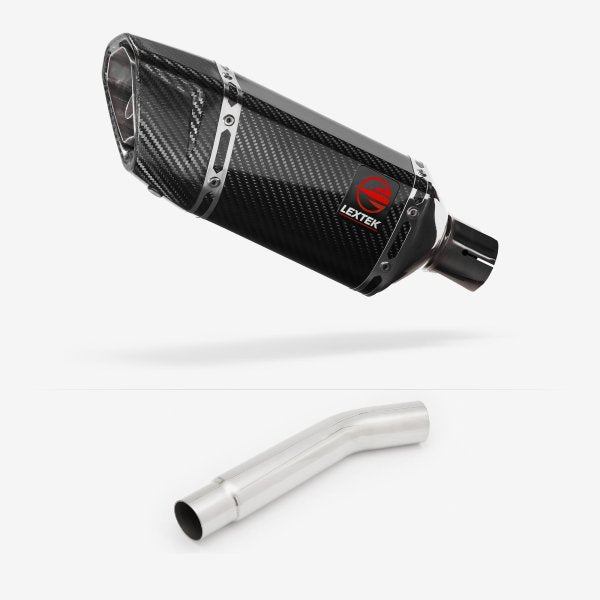 Lextek Stainless Steel SP11C Carbon Fibre Exhaust 200mm with Link Pipe