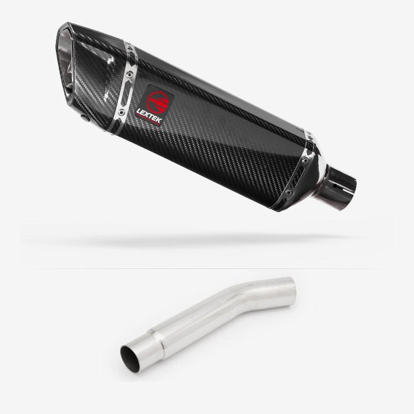 Lextek Stainless Steel SP9C Carbon Fibre Exhaust 300mm with Link Pipe
