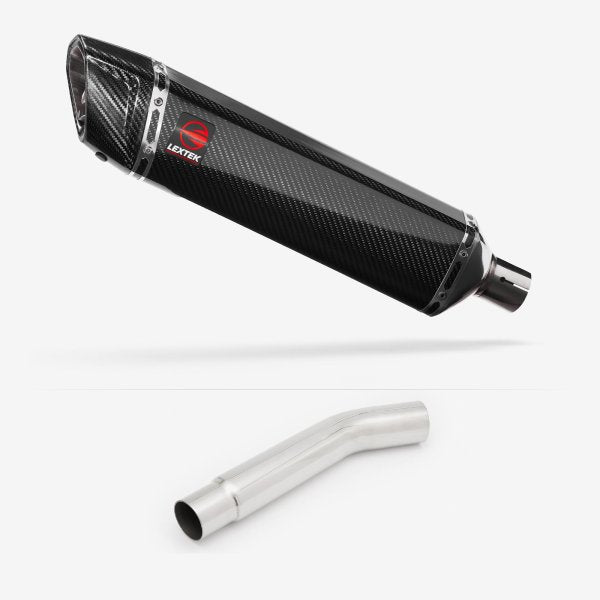 Lextek Stainless Steel SP7C Carbon Fibre Exhaust 400mm with Link Pipe
