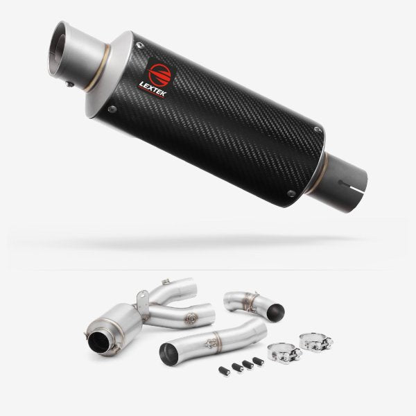 Lextek Stainless Steel GP8C Exhaust 240mm with De-Cat Link Pipe for Yamaha MT-10 (16-24)