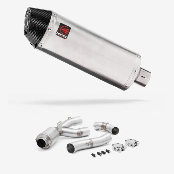 Lextek Stainless Steel RP2 Oval Exhaust 300mm with De-Cat Link Pipe for Yamaha MT-10 (16-24)