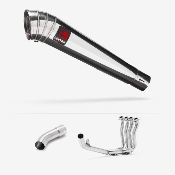 Lextek Stainless Steel MP4 S/Steel Megaphone Exhaust System 300mm for Suzuki GSX-S 1000 (21-24)
