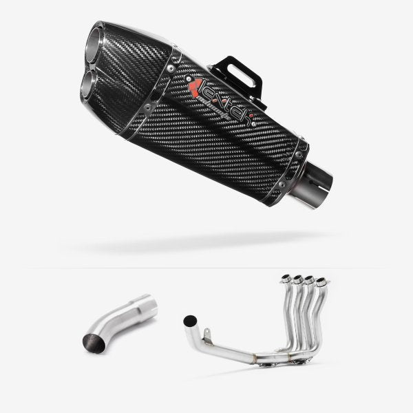 Lextek Stainless Steel XP13C Carbon Fibre Exhaust System 210mm for Suzuki GSX-S 1000 (21-24)