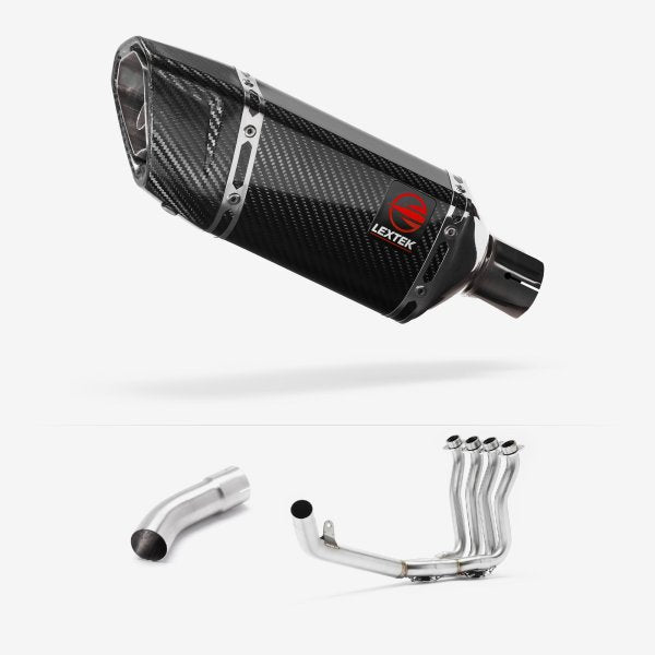 Lextek Stainless Steel SP11C Gloss Carbon Fibre Exhaust System 200mm for Suzuki GSX-S 1000 (21-24)