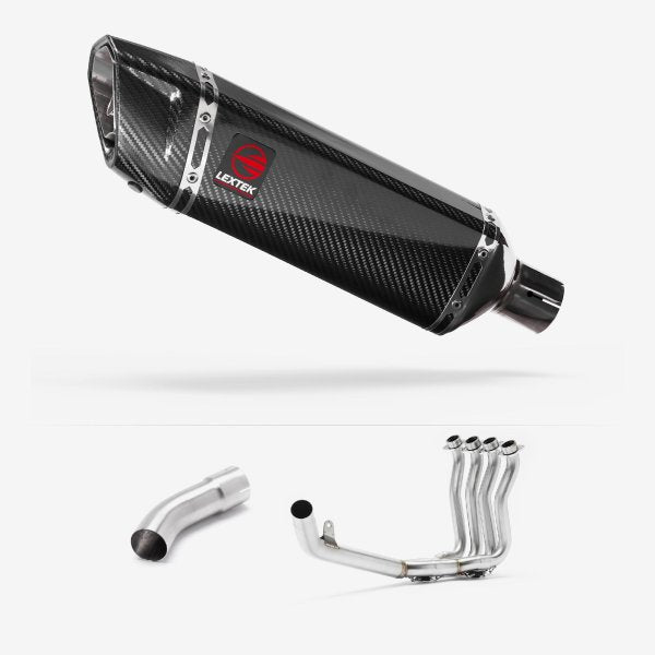 Lextek Stainless Steel SP9C Gloss Carbon Fibre Exhaust System 300mm for Suzuki GSX-S 1000 (21-24)