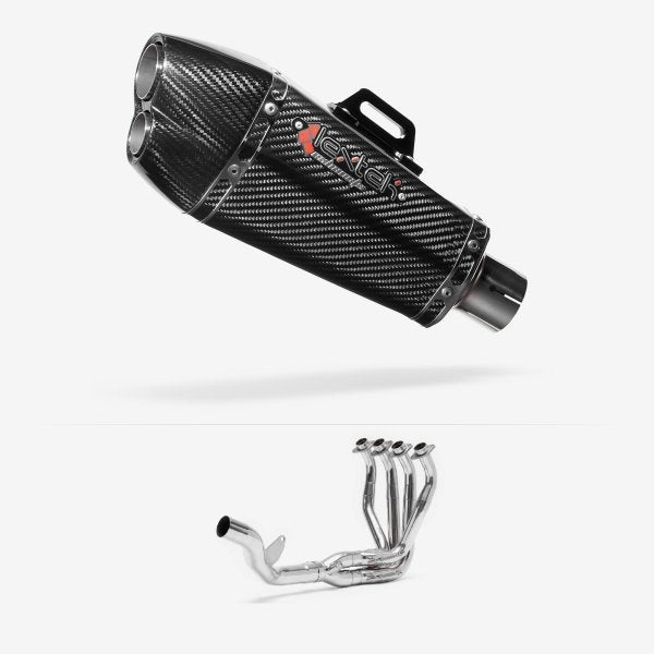 Lextek XP13C Carbon Fibre Exhaust System 210mm Single Sided for Kawasaki Z1000SX (10-19)
