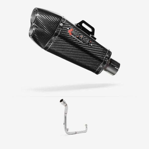 Lextek XP13C Carbon Fibre Exhaust System 210mm Single Underseat for Honda MSX Grom 125 (13-16)