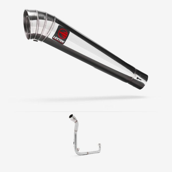 Lextek MP4 S/Steel Megaphone Exhaust System 300mm Single Underseat for Honda MSX Grom 125 (13-16)