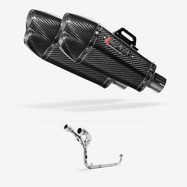 Lextek XP13C Carbon Fibre Exhaust System 210mm Twin Underseat for Honda MSX Grom 125 (13-16)