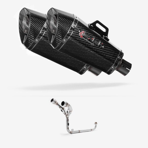 Lextek XP8C Carbon Fibre Exhaust System 210mm Twin Underseat for Honda MSX Grom 125 (13-16)