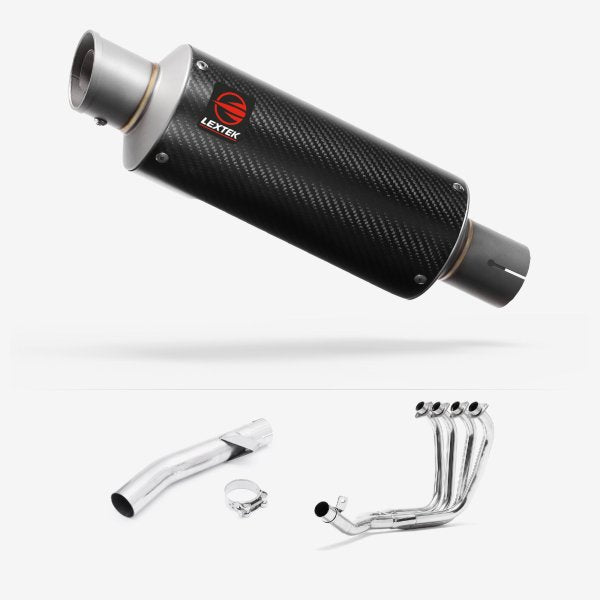 Lextek GP8C Carbon Fibre GP Stubby Exhaust System 240mm for Yamaha FZS 600 Fazer (97-03)
