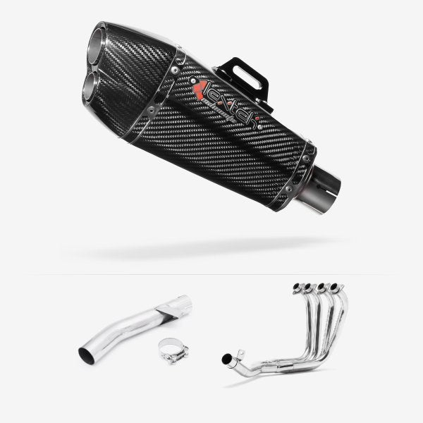 Lextek XP13C Carbon Fibre Exhaust System 210mm for Yamaha FZS 600 Fazer (97-03)