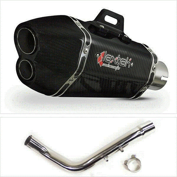Lextek XP13C Carbon Fibre Exhaust 210mm with Link Pipe for Honda CB600 Hornet (98-02)