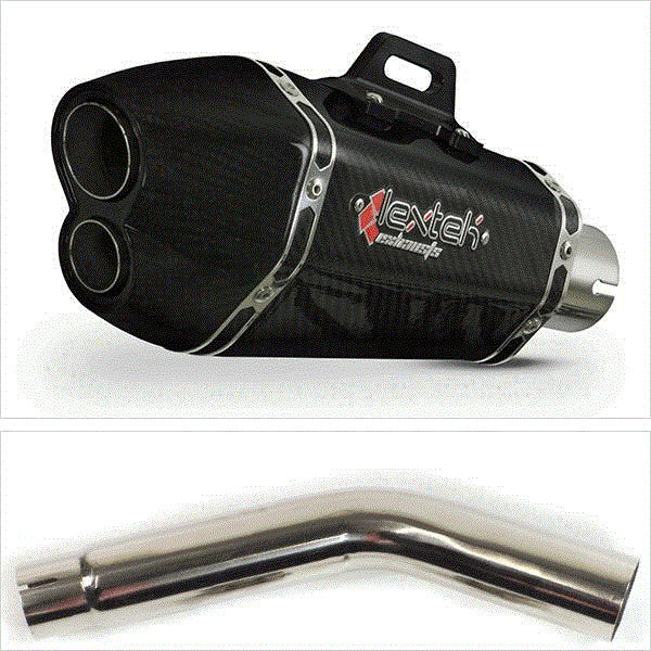 Lextek XP13C Carbon Fibre Exhaust 210mm with Link Pipe for Honda CB600F Hornet (07-12)