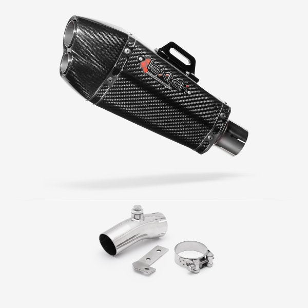 Lextek XP13C Carbon Fibre Exhaust 210mm with Link Pipe for Kawasaki ER-6N ER-6F (06-11)