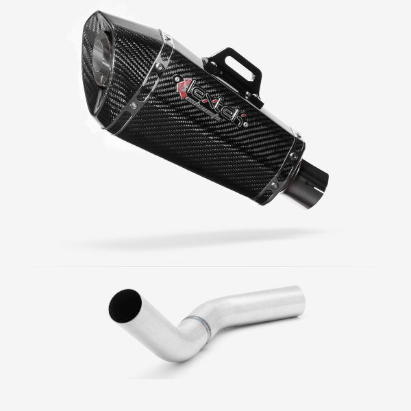 Lextek XP8C Carbon Fibre Exhaust 210mm with Link Pipe for Kawasaki Z800 (13-16)