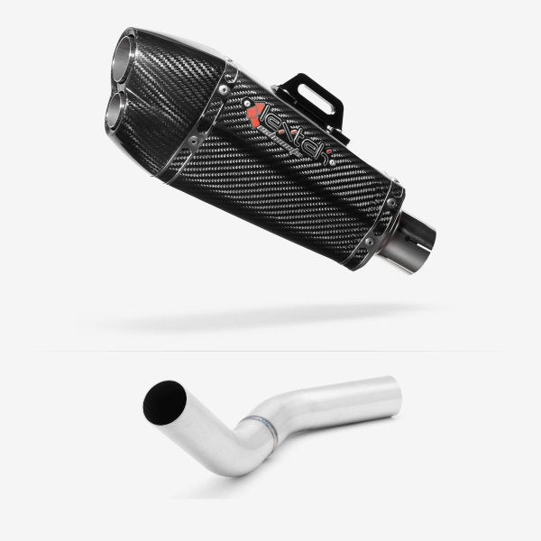 Lextek XP13C Carbon Fibre Exhaust 210mm with Link Pipe for Kawasaki Z800 (13-16)