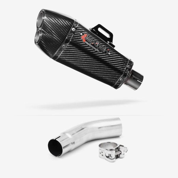 Lextek XP13C Carbon Fibre Exhaust 210mm with Link Pipe for Suzuki GSR750 (11-16)