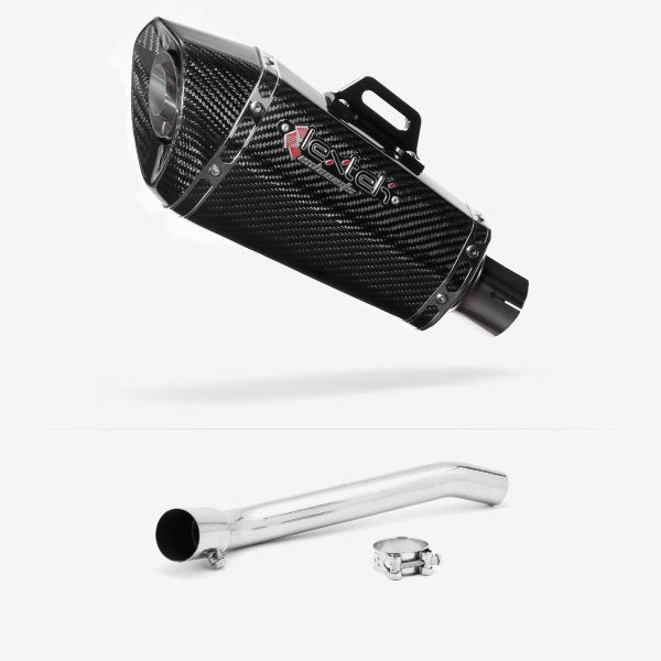 Lextek XP8C Carbon Fibre Exhaust 210mm with De-Cat Link Pipe for Suzuki GSXR 1000 (07-08)