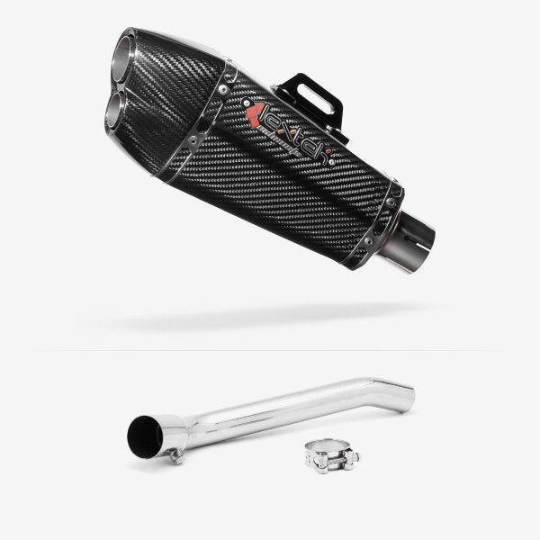 Lextek XP13C Carbon Fibre Exhaust 210mm with De-Cat Link Pipe for Suzuki GSXR 1000 (07-08)