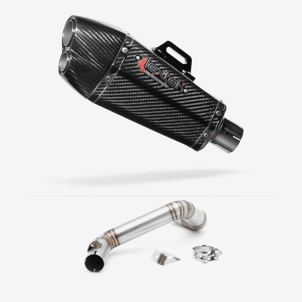 Lextek XP13C Carbon Fibre Exhaust 210mm with Link Pipe for KTM 125/200 Duke (11-16)