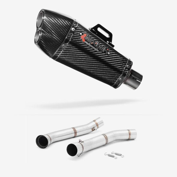 Lextek XP13C Carbon Fibre Exhaust 210mm with Link Pipe for KTM 690 Duke (12-15)
