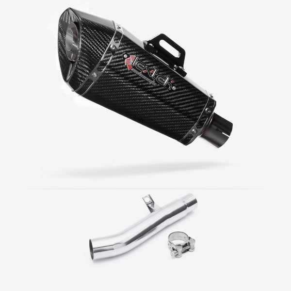 Lextek XP8C Carbon Fibre Exhaust 210mm with Link Pipe for Honda CBF600 F N (04-07)