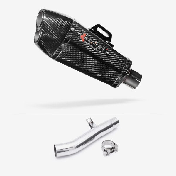 Lextek XP13C Carbon Fibre Exhaust 210mm with Link Pipe for Honda CBF600 F N (04-07)