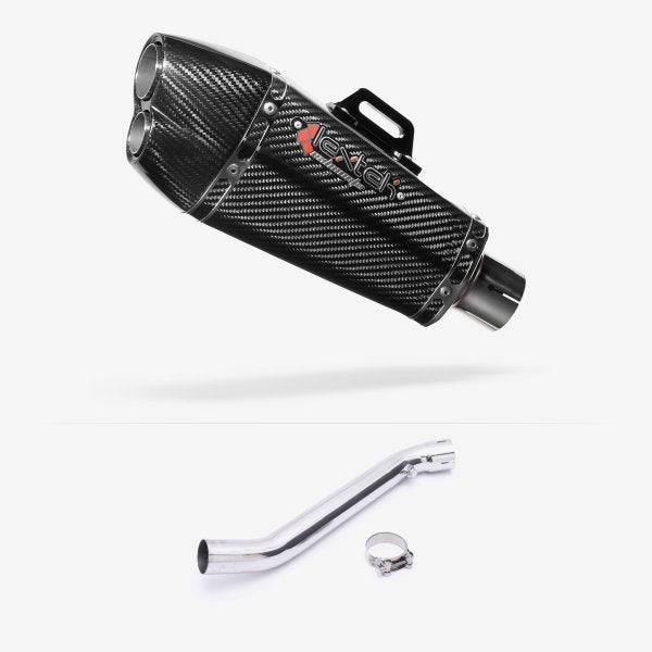 Lextek XP13C Carbon Fibre Exhaust 210mm with Link Pipe for Kawasaki ZX-10R Ninja (11-16)