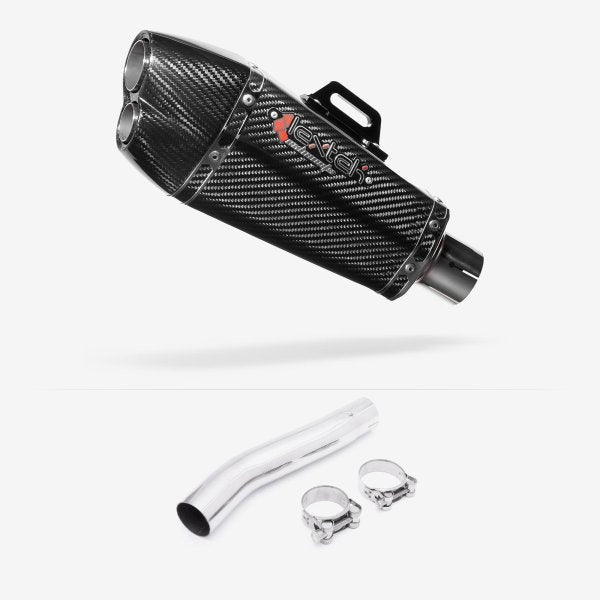 Lextek XP13C Carbon Fibre Exhaust 210mm with Link Pipe for Suzuki GSXR 600/750 (08-10)