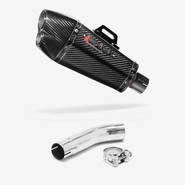 Lextek XP13C Carbon Fibre Exhaust 210mm with Link Pipe for Suzuki GSXR 600/750 (11- )