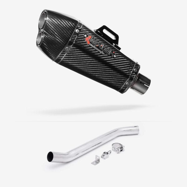 Lextek XP13C Carbon Fibre Exhaust 210mm High Level with Link Pipe for Suzuki GSXR 600/750 (06-07)