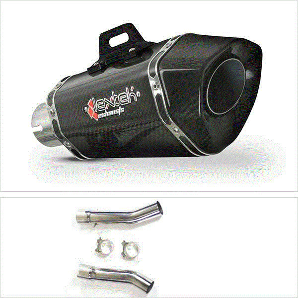 Lextek XP8C Carbon Fibre Exhaust 210mm with Link Pipes for Aprilia RSV 1000 R (04-08)/Tuono (05-09)