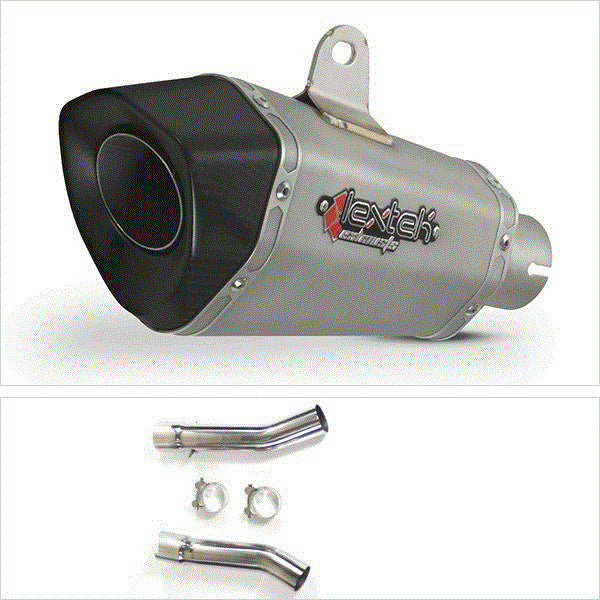 Lextek XP10 Matt S/Steel Exhaust 210mm with Link Pipes for Aprilia RSV 1000 R (04-08)/Tuono (05-09)