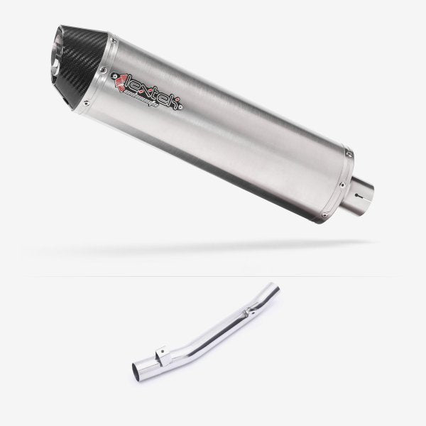 Lextek RP1 Gloss S/Steel Oval Exhaust 400mm with Link Pipe for Suzuki GSF650 Oil Cooled (05-06)