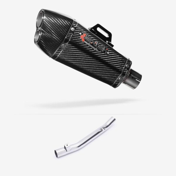 Lextek XP13C Carbon Fibre Exhaust 210mm with Link Pipe for Suzuki GSF650 Oil Cooled (05-06)