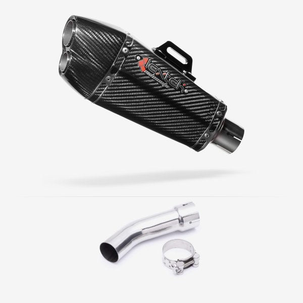 Lextek XP13C Carbon Fibre Exhaust 210mm with Link Pipe for Yamaha FZ8 Fazer (10-16)