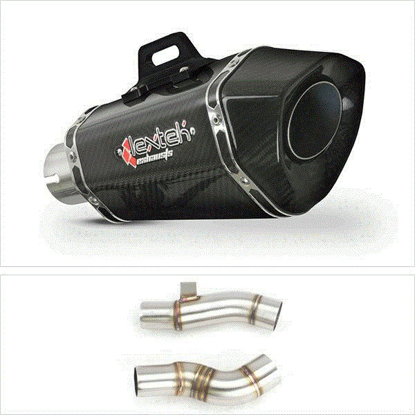 Lextek XP8C Carbon Fibre Exhaust 210mm with Link Pipe for Kawasaki Z1000 (10-19)