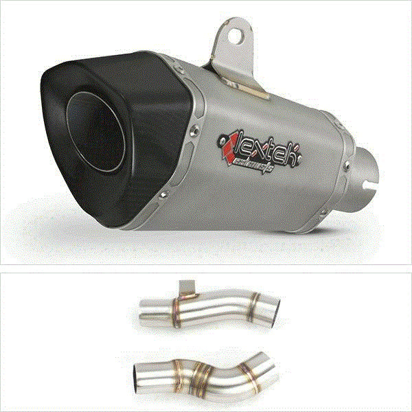 Lextek XP10 Matt S/Steel Exhaust 210mm with Link Pipe for Kawasaki Z1000 (10-19)