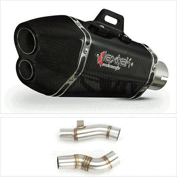 Lextek XP13C Carbon Fibre Exhaust 210mm with Link Pipe for Kawasaki Z1000 (10-19)
