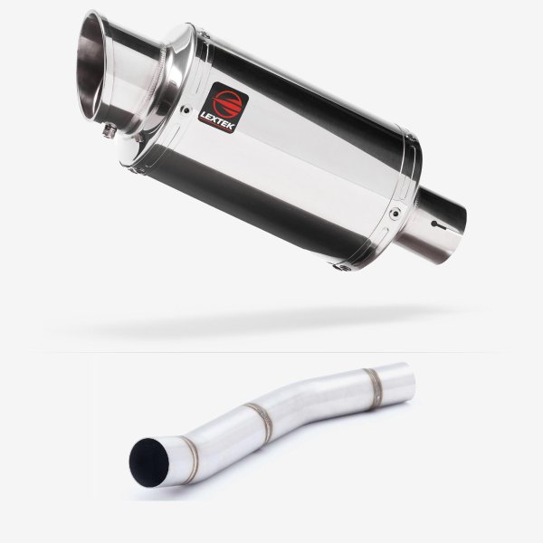 Lextek YP4 S/Steel Stubby Exhaust 200mm with Link Pipe for Kawasaki Z750 (07-12)