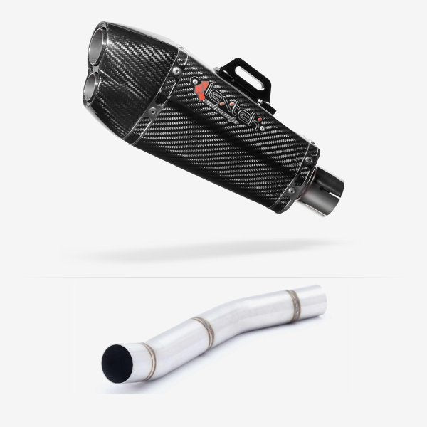 Lextek XP13C Carbon Fibre Exhaust 210mm with Link Pipe for Kawasaki Z750 (07-12)