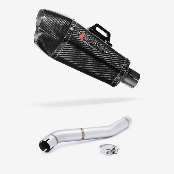 Lextek XP13C Carbon Fibre Exhaust 210mm with Link Pipe for Honda CBR600 F (87-90)